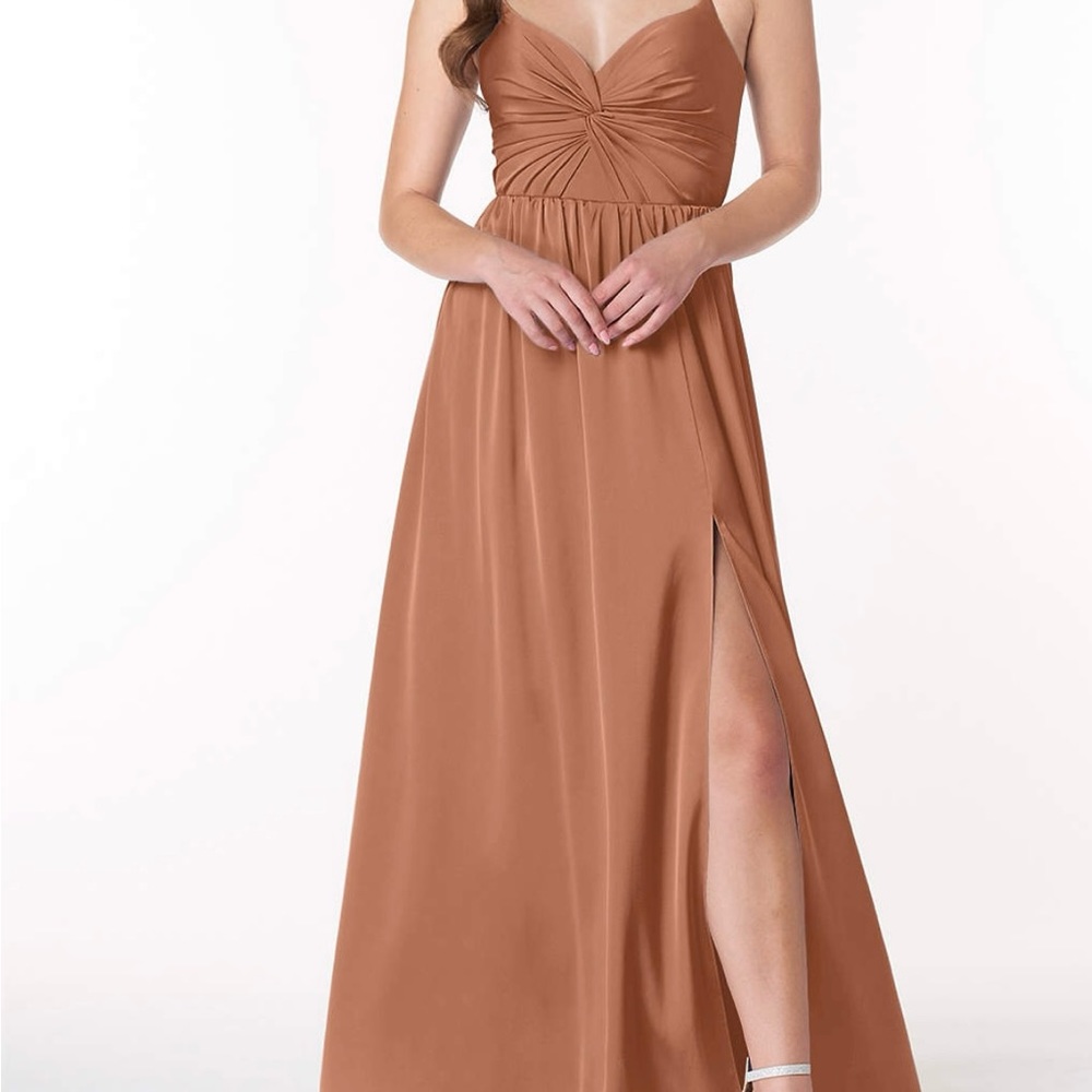 Azazie Dusty Rose Raya Stretch Satin Dress